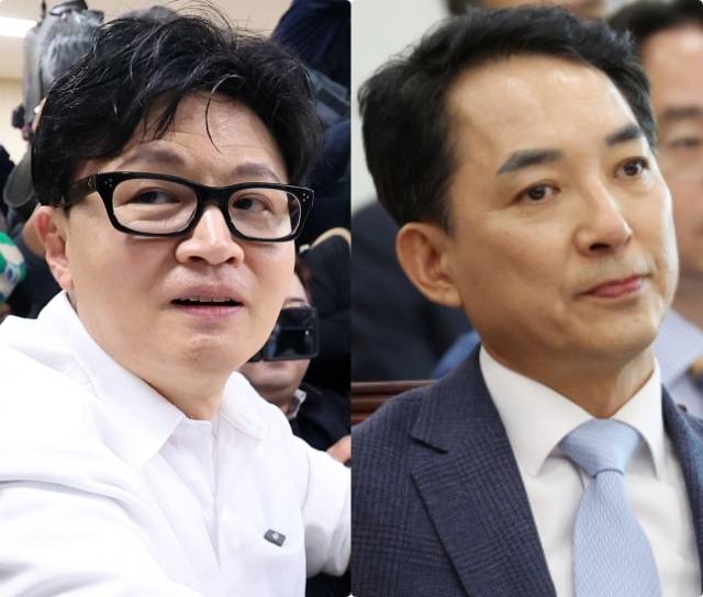 왼쪽부터 한동훈 전 국민의힘 대표, 박민식 전 국가보훈부 장관. 연합뉴스