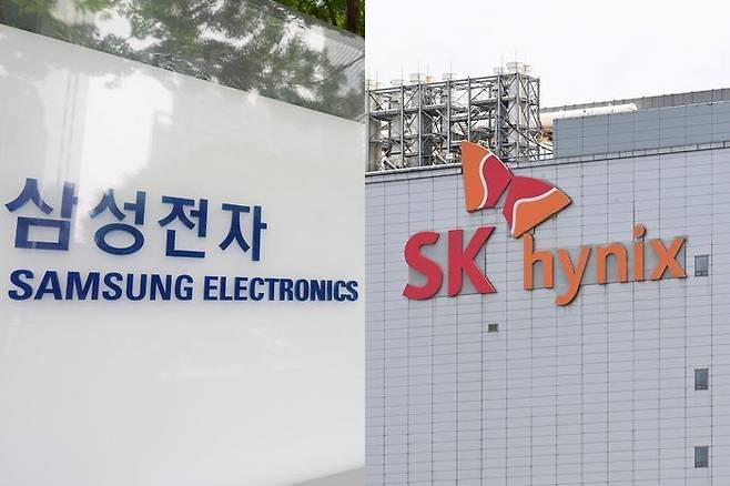 (왼쪽부터) 삼성전자 로고, SK하이닉스 로고(자료사진) ⓒ뉴시스