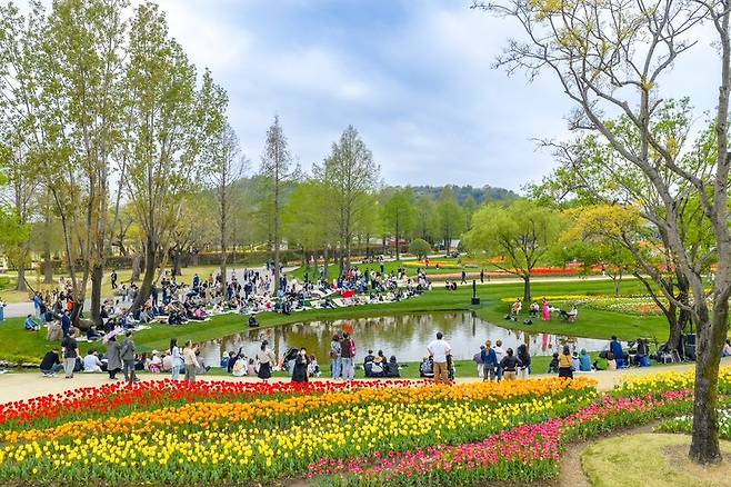 전남 순천시는 올해 순천만국가정원을 찾은 관람객이 지난 20일 100만명을 넘어섰다고 밝혔다. 사진은 노을정원에서 풍경과 함께 공연을 감상하는 관람객들의 모습. 순천시 제공