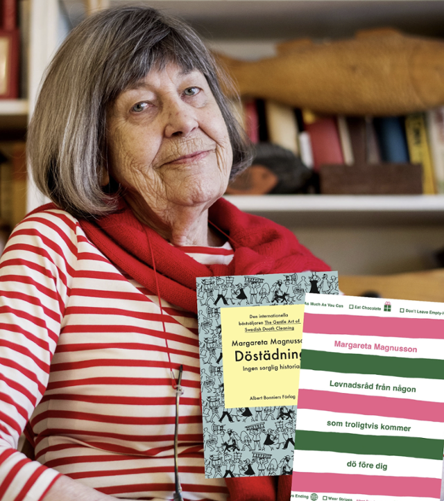마르가레타 망누손은 세상을 떠나기 전 불필요한 것들을 스스로 정리하는 북유럽인들의 풍습 '데스테드닝(Döstädning), 즉 죽음청소(death Cleaning)'의 의미와 방법을 2017년 책으로 소개한 스웨덴 작가다. '현재의 나의 설렘'을 위한 일본 작가 곤도 마리에의 살림 정리법 '곤마리(KonMari)법'과 달리, 데스테드닝은 유족들이 감당해야 할 유품 정리의 수고를 덜어주기 위한 미니멀리즘 살림 정리 행위다. 망누손은 그 행위가 자신의 생애를 되돌아보는 계기일 뿐 아니라 노년의 삶을 새롭고 풍성하게 재편할 수 있는 즐거운 일이라고 책에 썼다. selmastories.se