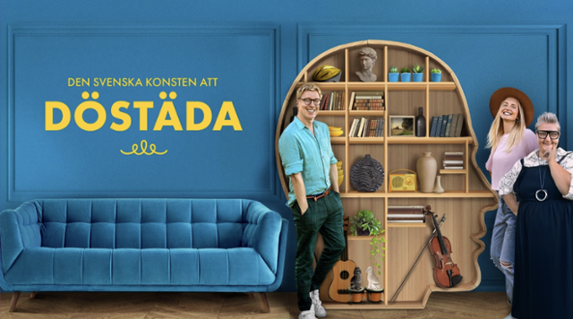 미국 유명 코미디언 겸 프로듀서 에이미 폴러가 망누손의 '데스테드닝'을 테마로 제작해 2023년 4월 스트리밍 플랫폼 '피코크(Peacock)'를 통해 방영한 8부작 리얼리티 시리즈 '스웨덴식 정리정돈의 기술' 스틸 사진. 세 명의 스웨덴인 '데스클리너(정리, 인테리어, 심리)'와 함께 의뢰인의 죽음 청소를 돕는 과정을 담은 그 프로그램은 그해 10월 스웨덴 공영방송 SVT로 역수출되기도 했다. svtplay.se