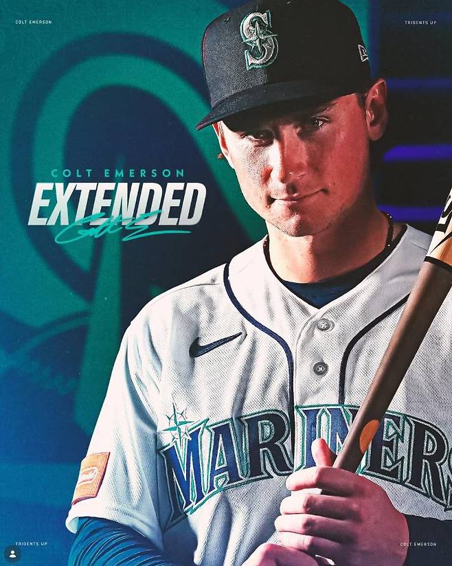 콜트 에머슨과의 8년 계약을 공식화한 시애틀 매리너스. 구단 SNS 캡처