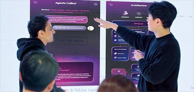 LG유플러스 직원들이 에이전트 AI 생태계 전략을 논의하고 있다. /LG유플러스 제공