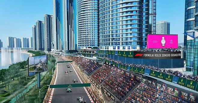 AI를 이용한 송도 F1 가상 이미지. 인천시총연합회 제공