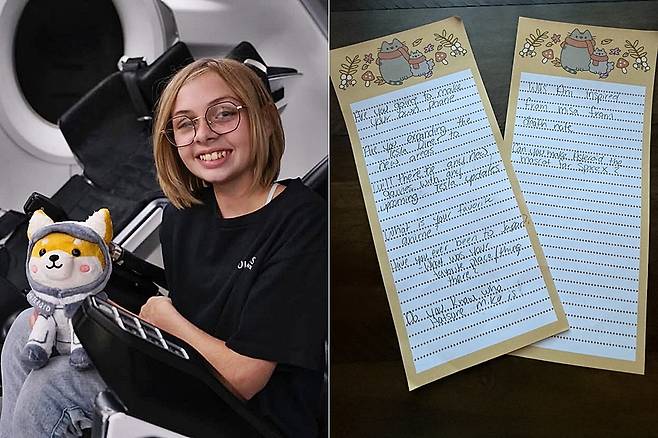 소아암 투병 끝에 지난 1월 숨진 올리비아 리브 페로토(왼쪽)과 리브가 일론 머스크 테슬라 최고경영자(CEO)에게 남긴 질문 목록./사진=글렌 벡 엑스(X·옛트위터)