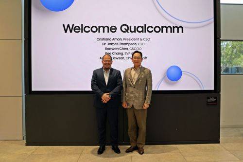 크리스티아노 아몬 퀄컴 최고경영자(CEO)와 이재용 삼성전자 회장