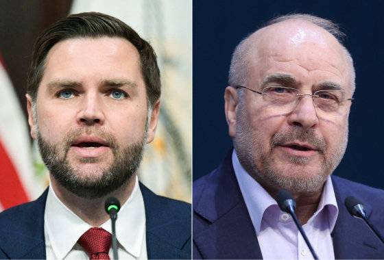 JD 밴스 부통령(왼쪽), 모하마드 바게리 갈리바프 의회 의장. ⓒ AFP, 로이터=뉴스1