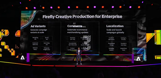 21일(현지시간) 미국 라스베이거스에서 열린 어도비서밋 2026에서 바룬 파마 어도비 부사장이 젠스튜디오에 대해 설명하고 있다. [사진=어도비 유튜브 캡처]