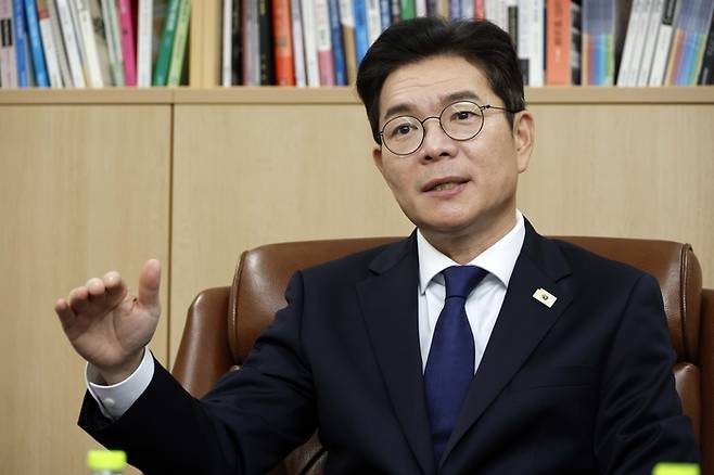 정원오 더불어민주당 서울시장 후보가 22일 서울 중구 매경미디어센터에서 매일경제와 인터뷰를 진행하고 있다. [김호영 기자]