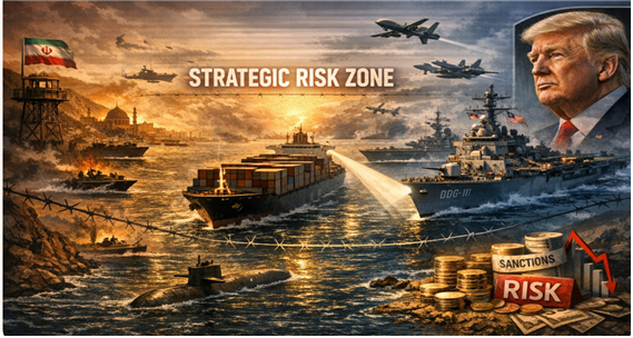 ‘능동적 현존함대(AFIB)’가 만든 새로운 ‘현존 위협(TIB)’ :  ‘통제된 개방’과 ‘전략적 위험 구역’의 긴장에 대한 상상도. 김태준 한반도안보문제연구소장 AI 그림