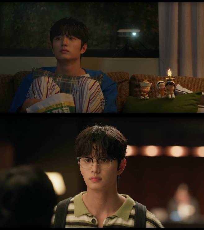 김재원이 '유미의 세포들 시즌3'에서 '신순록' 역으로 기분 좋은 설렘을 안기고 있다./사진=티빙, tvN 방송 화면 캡처