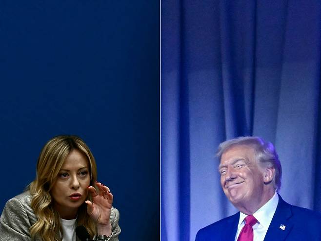 조르자 멜로니(왼쪽) 이탈리아 총리와 도널드 트럼프 미국 대통령. (사진=AFP)