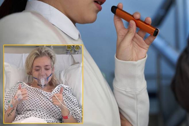 10대 시절부터 전자담배를 사용해온 20대 여성이 폐암 진단 후 재발하면서 18개월 시한부 판정을 받은 사연이 전해졌다. 배경사진=게티이미지뱅크/하단=SNS