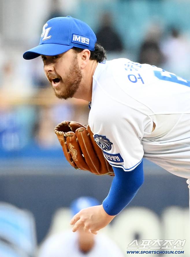 23일 대구삼성라이온즈파크에서 열린 SSG와 삼성의 경기. 삼성 선발투수 오러클린이 역투하고 있다. 대구=허상욱 기자wook@sportschosun.com/2026.04.23/