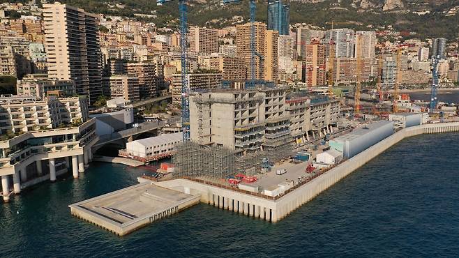 공사가 한참 진행되고 있는 마레테라 지구의 모습. 모나코 마레테라 홈페이지 갈무리