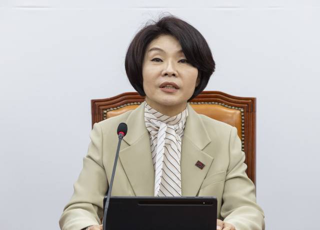 ▲더불어민주당 한정애 정책위의장이 23일 국회에서 열린 정책조정회의에서 발언하고 있다. ⓒ연합뉴스