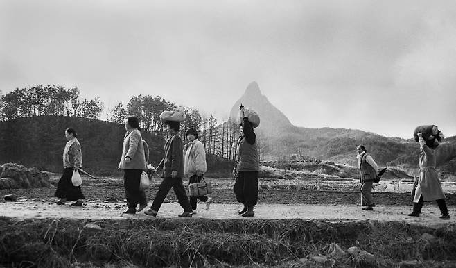 장보고 집으로 가는 길, 1988 전북 진안장./ 사진가 정영신