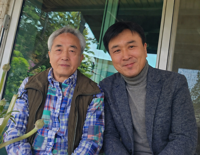 박상현 조국혁신당 서울시의원 예비후보(오른쪽)와 김경집 후원회장. [박상현 캠프 제공]