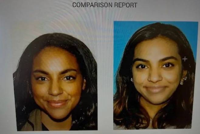 신분 도용 의심을 산 미국인 여성 에리카 브라운(왼쪽)과 거의 동일한 외모를 가진 또 다른 여성. 출처=SNS 레딧, 뉴시스