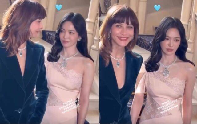 배우 소피 마르소(왼쪽)와 송혜교가 한 자리에 나란히 서 있다. / 송혜교 소셜미디어