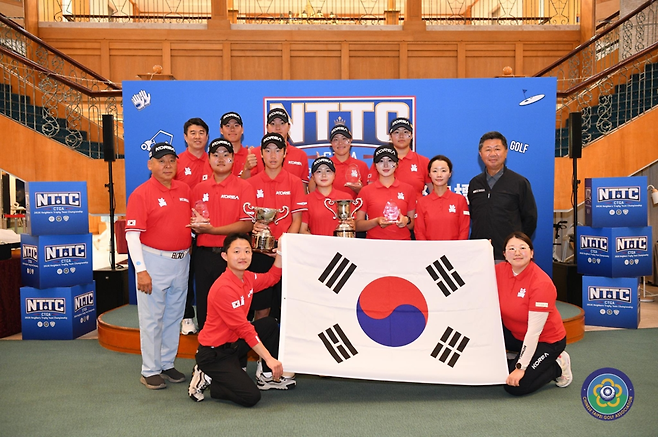 2026년 제23회 네이버스컵 3개국 국가대표 친선 경기에서 3년 연속 남녀 개인·단체전 우승을 차지한 한국 골프 국가대표 선수단. 대만골프협회 제공