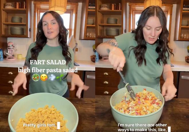 최근 식이섬유 섭취량을 늘려 방귀를 유발하는 ‘방귀 샐러드’가 인기다. /메건 쿨터 틱톡 캡처