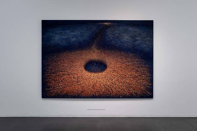 ▲ 윤세영 '생성지점 Becoming Space, 2026, 장지에 석채, 분채, 금분'