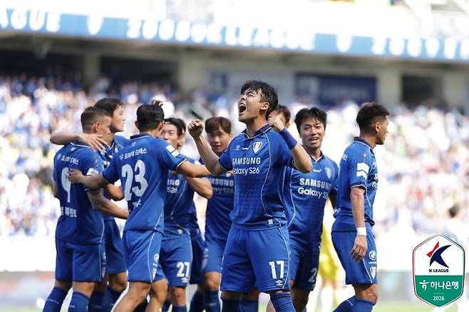 [서울=뉴시스] 프로축구 K리그2 수원 삼성의 강현묵. (사진=한국프로축구연맹 제공)