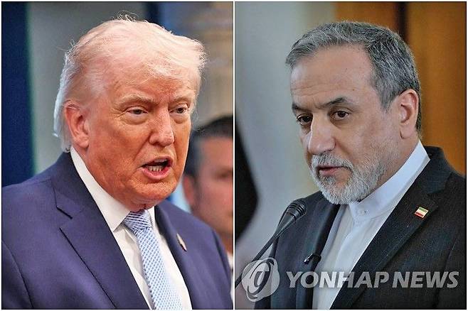 도널드 트럼프 미국 대통령과 아바스 아라그치 이란 외무부 장관. 사진=연합뉴스