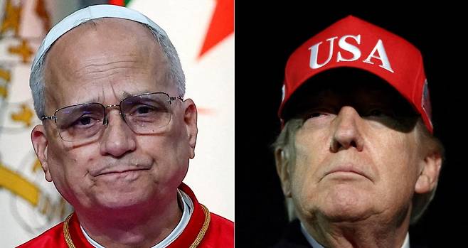 레오 14세 교황(왼쪽)과 도널드 트럼프 미국 대통령. [로이터]
