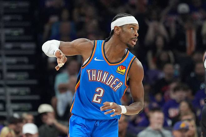 [피닉스=AP/뉴시스] 미국프로농구(NBA) 오클라호마시티 선더의 샤이 길저스알렉산더. 2026.04.26