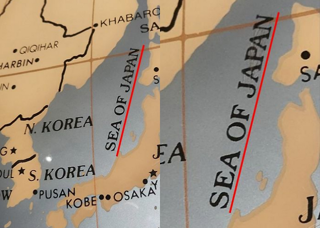 그리니치 천문대에 동해가 아닌 일본해가 표기돼 있다. 서경덕 교수팀 제공