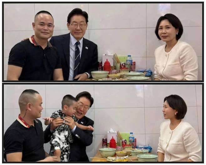 ‘포 리 꾸옥 수’의 사장인 티에우 반 무이 씨와 이재명 대통령 부부. 사진|티에우 반 무이