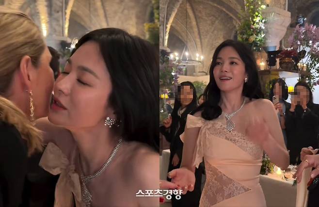프랑스 파리에서 진행된 한 브랜드 갈라쇼에서 포착된 배우 송혜교. 사회관계망서비스 캡처