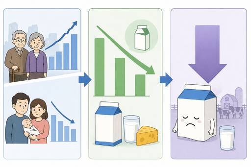 국내 유가공 산업이 저출생에 따른 인구 구조 변화와 멸균우유 수입 확대라는 이중고에 직면했다./챗GPT로 생성한 이미지