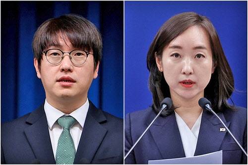 청와대 하정우 AI미래기획수석(왼쪽)과 전은수 대변인.(사진=연합뉴스)