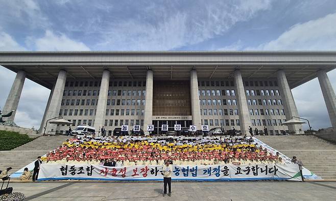 농협 자율성 수호 비상대책위원회는 28일 국회 앞에서 '농협 자율성 수호 농민공동선언식'을 실시했다.