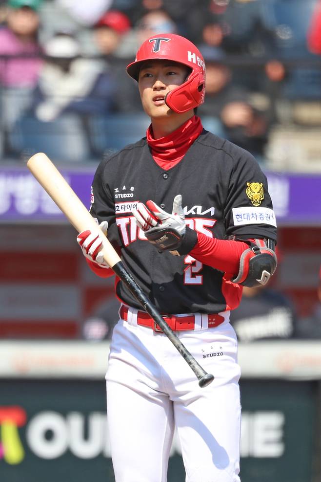 28일 창원 NC전에서 대타 희생번트에 실패한 박민. KIA 제공