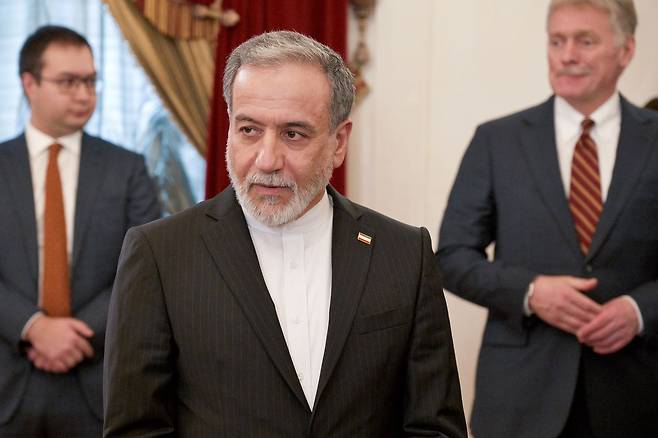 러시아 찾은 아바스 아라그치 이란 외무장관. 타스=연합뉴스