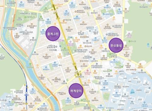 서울 노원구 중계그린아파트, 하계장미아파트 위치도.  노원구 제공