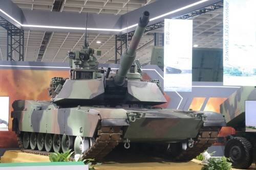 2025 대만 국제 항공우주 및 국방 산업 전시회에서 공개한 M1A2T 전차 [연합뉴스 자료사진. 재판매 및 DB 금지]