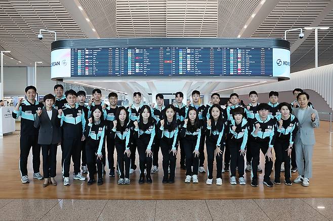 출국하는 탁구 대표팀 [대한탁구협회 제공. 재판매 및 DB 금지]