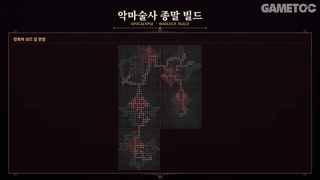 악마술사 종말 빌드 정복자 보드 및 문양 [사진=김영찬 기자]