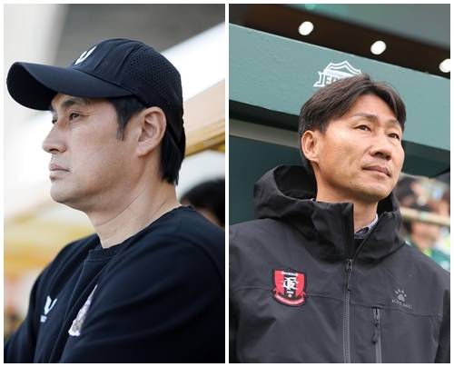 안양 유병훈(왼쪽) 감독과 부천 이영민 감독. 사진 | 한국프로축구연맹