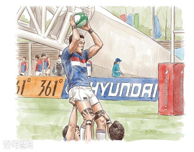 2010 광저우 아시안게임, 2014 인천 아시안게임에서 연달아 동메달을 딴 전 럭비 국가대표 고 윤태일(1983~2026). 1월 그는 퇴근길 불법유턴 차량에 사고를 당해 4명의 생명을 살리고 세상을 떠났다. 일러스트 =송정근 기자