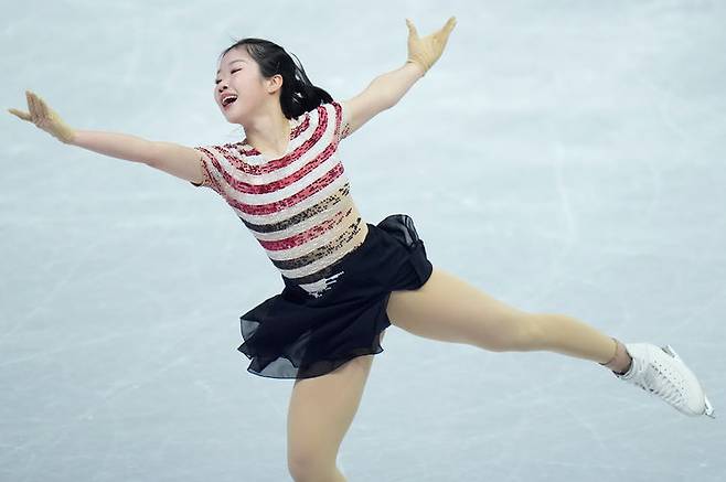 [밀라노=AP/뉴시스] 체코 프라하에서 열린 피겨 스케이팅 세계선수권대회에서 일본의 나카이 아미 선수가 여자 쇼트 프로그램 연기를 펼치고 있다. 2026.03.25