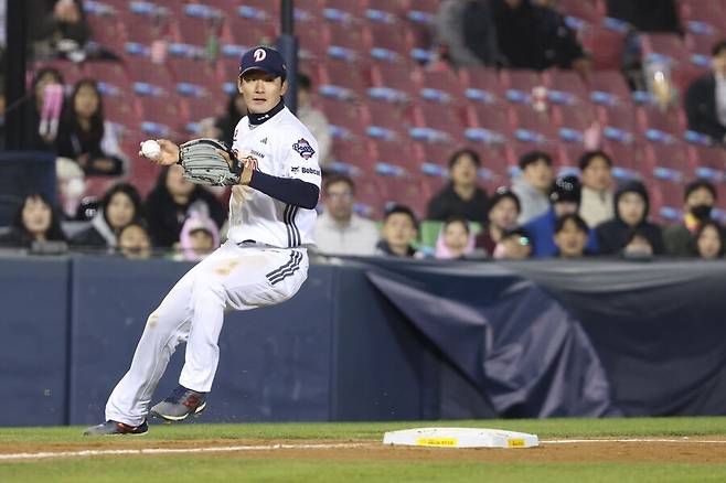 ▲ 안재석.&nbsp;두산 베어스는 29일 강승호, 임종성, 손아섭을 2군으로 보내고 오명진, 안재석, 최주형을 콜업했다. 안재석은 1군에서 그동안 갈고닦은 기량을 다시 발휘해야 한다. ⓒ두산 베어스