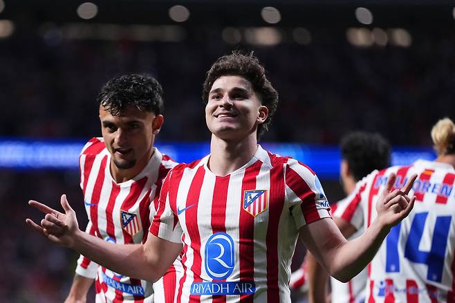 페널티킥으로 동점골을 터트린 아틀레티코 마드리드 알바레스. AP=연합뉴스