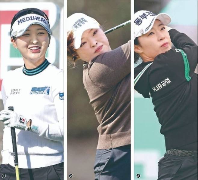 ①이예원이 덕신 EPC 챔피언십이 열린 충북 충주시 킹스데일CC 10번홀 티잉 구역에서 환하게 웃고 있다. 이예원은 통산 10승 가운데 8승을 봄철에 따내서 ‘봄의 여왕’으로 불린다. ②장하나가 지난해 KLPGA투어 두산위브 챔피언십 때 힘차게 드라이버를 때리고 있다. 장하나는 15번 우승 가운데 10번을 가을에 따내서 ‘찬바람이 불면 우승한다’는 말을 들었다.③드라이버로 티샷을 날리는 김수지. 통산 7승 모두 가을에 올렸다. KLPGA 제공