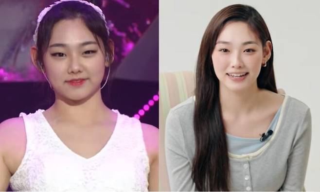 강미나의 통통했던 과거와 슬림해진 현재의 모습. 사진=유튜브 'Mnet TV', '싱글즈'